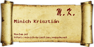 Minich Krisztián névjegykártya